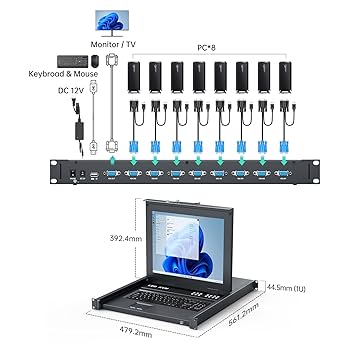＊kumi＊　0308 Amazon.com: MT-Viki Rack KVM Switch VGA 8 Port w/17'' LCD